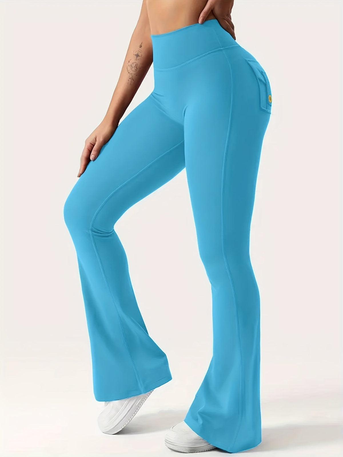 Women's High Waist Flare Yoga Pants Scrunch Butt Lift Leggings with Pockets, Squat-Proof, 4-Way Stretch, Sweat-Wicking Sportswear for Gym, Running, and Workout – 7 Colors, S-XL
