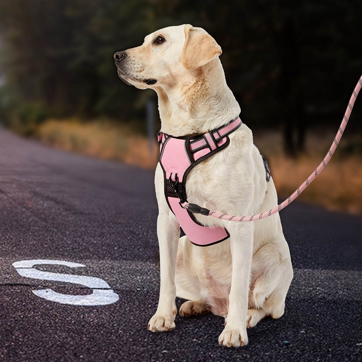 No-Pull Dog Harness Set with Retractable Leash, Seatbelt, and Collar – Fully Reflective, Adjustable, Breathable Vest Harness with Handle for Small & Large Dogs (XS–XL)