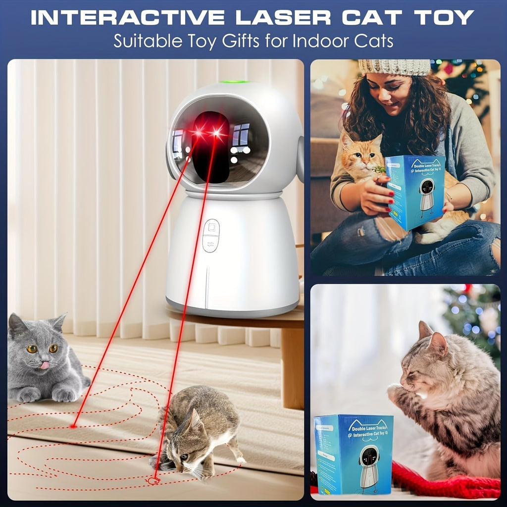 Dual Laser Cat Dog Toy Rechargeable – Auto Motion-Activated Interactive Laser Toy with 3 Speed Modes, 160-Inch Sensor, Adjustable Head for Indoor Cats, Kittens, and Dogs
