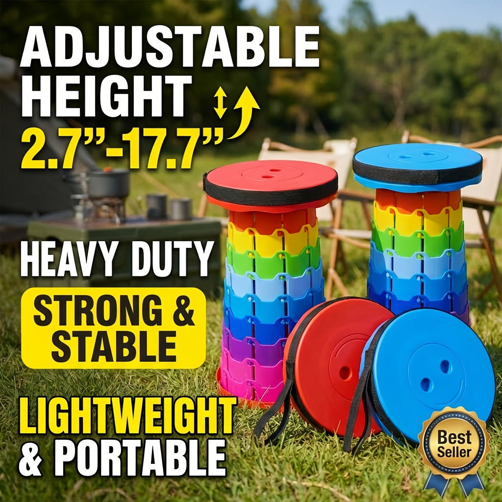 Collapsible Folding Stool 2-Pack, Portable Lightweight 400LB Capacity - Retractable Seat for Camping, Fishing, Hiking, Kitchen, BBQ, Indoor and Outdoor Use