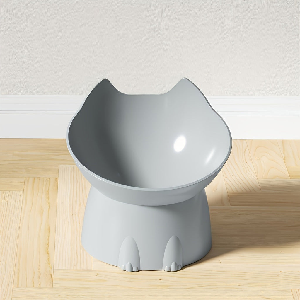 Cat Ear Elevated Cat Food Bowl Anti-Tip Design - Cute Raised Plastic PP Cat Dish for Comfortable Feeding, Playful Cat-Ear Shaped Pet Bowl for Indoor Cats
