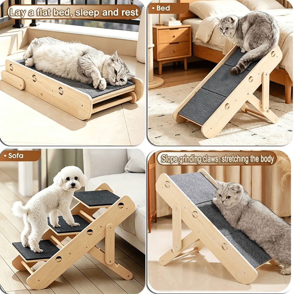 Foldable Pet Ramp Stairs for Dogs & Cats – Anti-Slip Adjustable Portable Dog Steps Ladder for Bed, Sofa & Car, Joint-Friendly Climbing Ramp for Small, Medium, and Large Senior Pets