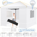 10x10 ft Pop-Up Canopy Tent with Mesh Window Sidewalls Portable Instant Gazebo with Carrying Bag for Parties Outdoor Events & Market Stalls – White, Black or Grey