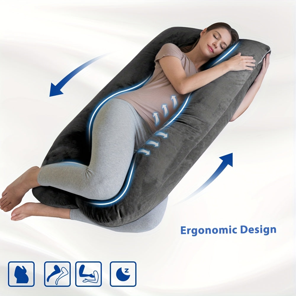 U-Shaped Pregnancy Maternity Pillow Full Body Support Back Neck Leg Soft Polyester Portable for Expecting Moms – 6 Colors