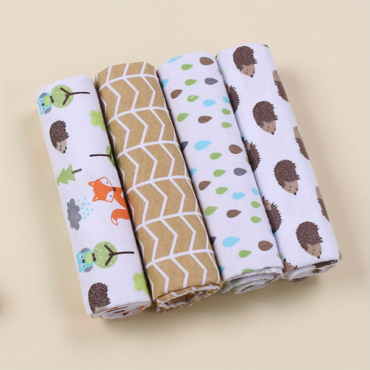 Cotton Flannel Baby Swaddle Blankets Set of 4, Soft Infant Wrap Receiving Blanket for Newborn 0-12 Months, Breathable Muslin-Style Nursery Bedding