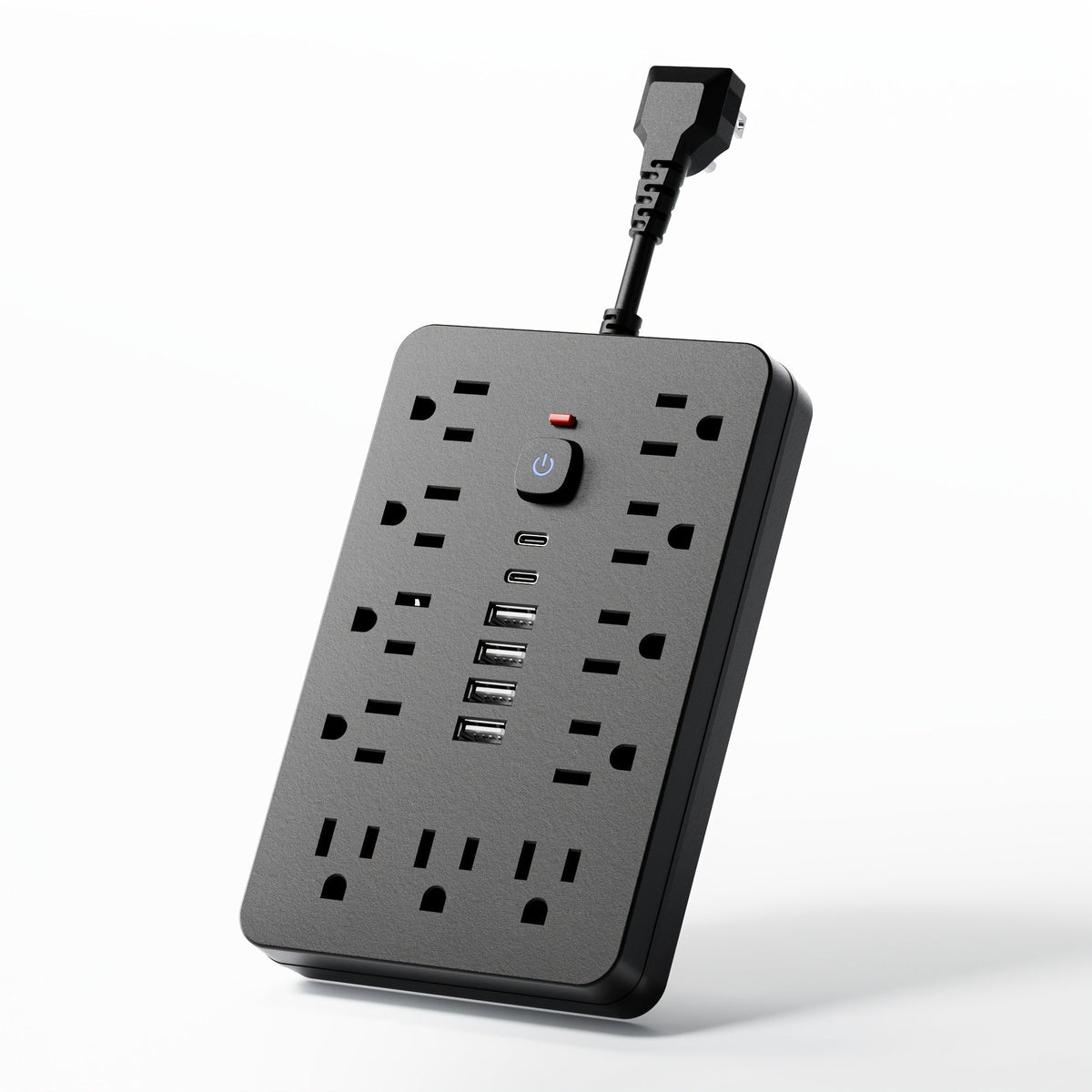 防雷防涌排插 11个AC插孔 | 4个USB-A & 2个USB-C端口，过载保护，短线/5英尺/10英尺延长线 – 家用、办公、桌面及校园多插口电源排插 – 白色 & 黑色