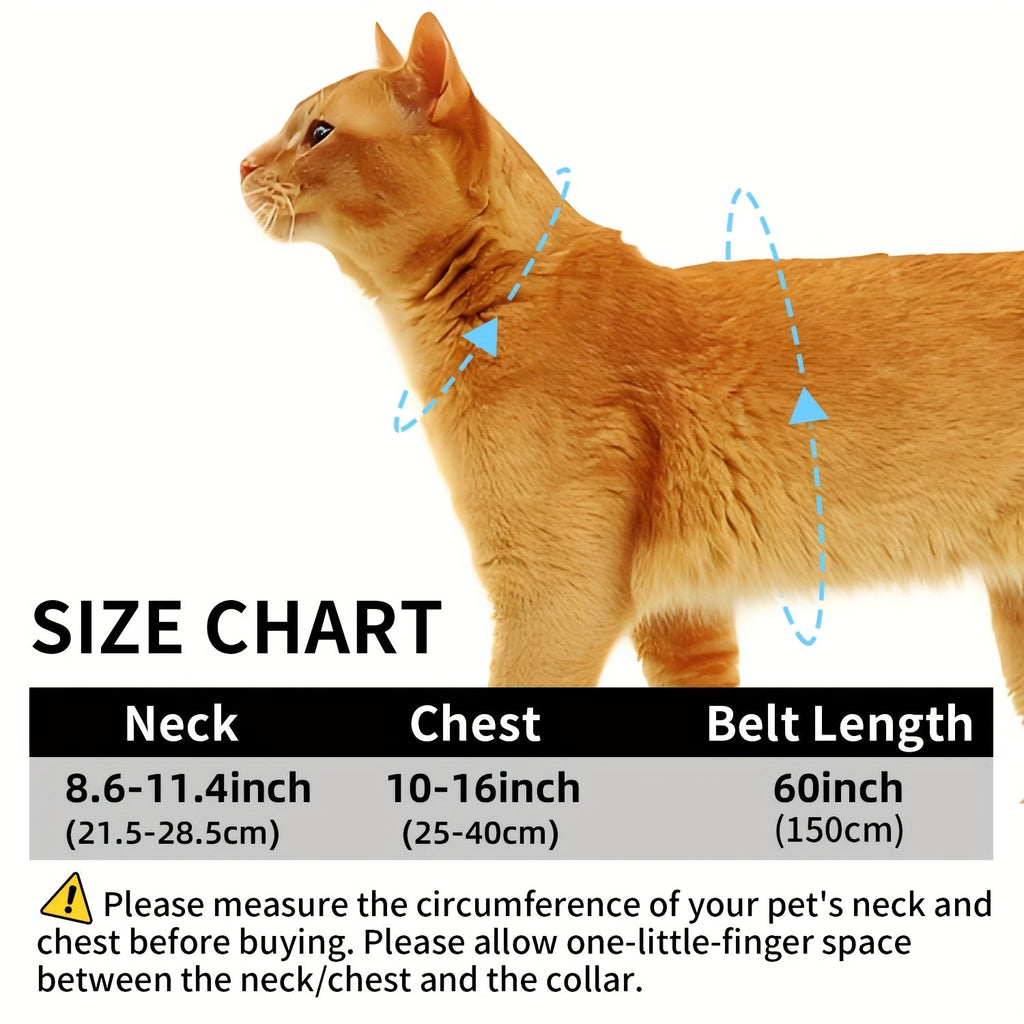 Escape-Proof Cat Harness and Leash Set, Adjustable Soft Lightweight Chest Harness for Cats, Comfortable and Safe for Walking or Traveling with Small, Medium, Large Cats and Kittens