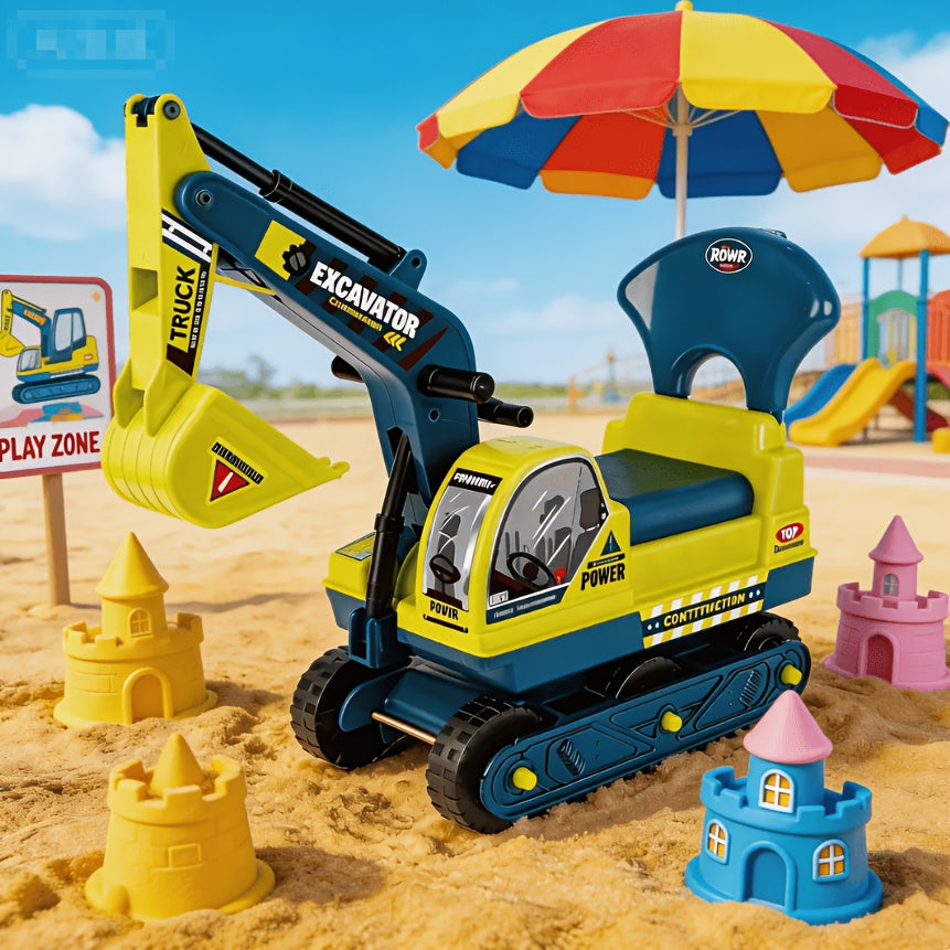 Kids Ride-On Construction Truck Toy, Manual Foot-to-Floor Powered, Safety Bumpers, Durable Build, for Beach & Indoor Play, Toddler & Kids Ages 3 4 5 6+, Holiday Birthday Gift