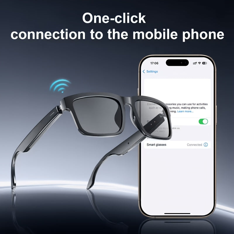 AI Smart Glasses with 8MP HD Camera, Touch Control, ChatGPT Real-Time Translation, Wireless Calling, Blue Light Protection, Dual-Mic Noise Reduction, and Photochromic Lens for Cycling, Driving, Travel, and Office Use