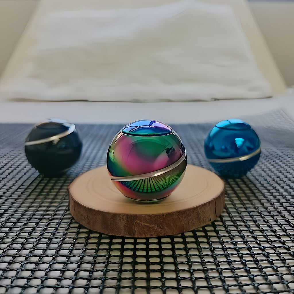 Fingertip Gyroscope Rotating Ball Toy High-Speed Dual-Bearing Desktop Fidget Skill Toy Party Gift Iridescent Blue Black