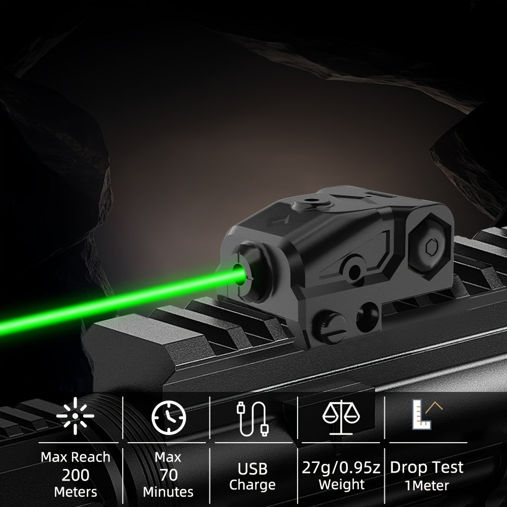 USB-C Rechargeable Laser Sight for Picatinny Rail – Green & Red Laser Dot Sight with Tactical Flashlight Combo, Vibration-Resistant, Quick Adjust, for Handguns, Rifles, Hunting, and Competition
