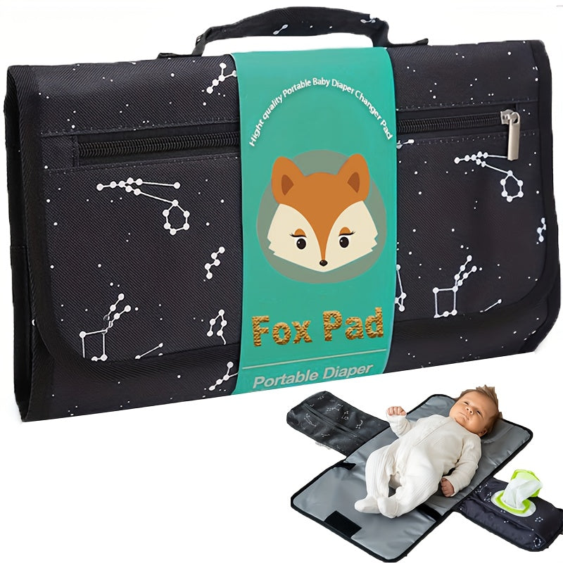 Portable Foldable Diaper Changing Pad with Tissue Storage Bag, Detachable Travel Changing Mat with Extra Storage, Soft Multifunctional Baby Changing Mat for Home & On the Go, Black & Blue