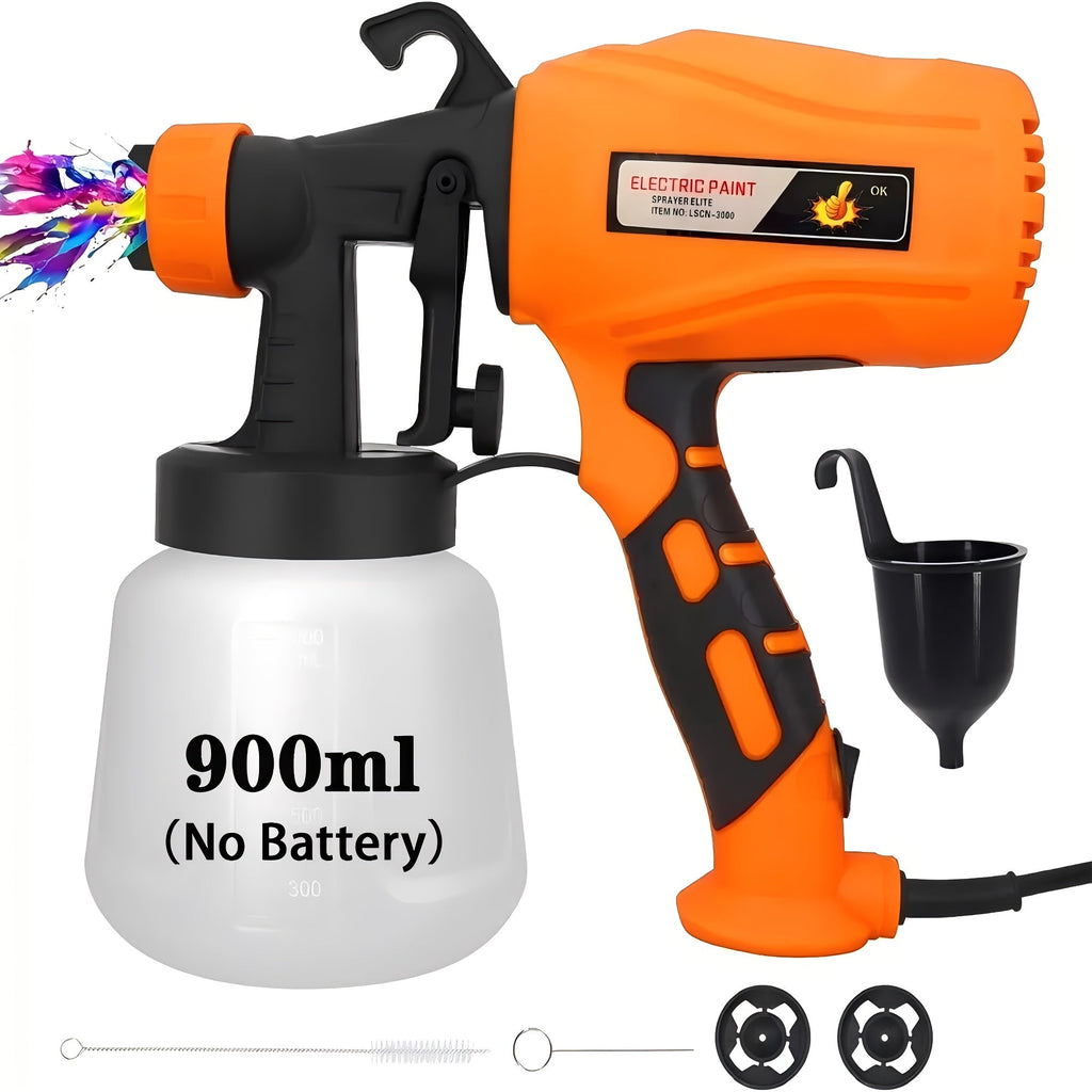 HVLP Electric Paint Sprayer – Airless Spray Gun with 3 Patterns, 27oz Container, Easy Clean for Houses, Furniture, Cabinets, Fences, Walls, Cars & DIY Projects