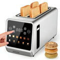 Long Slot 4-Slice Toaster - 1.5" Extra Wide Slots, Touch Screen LED Display, Countdown Timer, Memory Function, Dual Independent Control, 6 Shade Settings - Stainless Steel