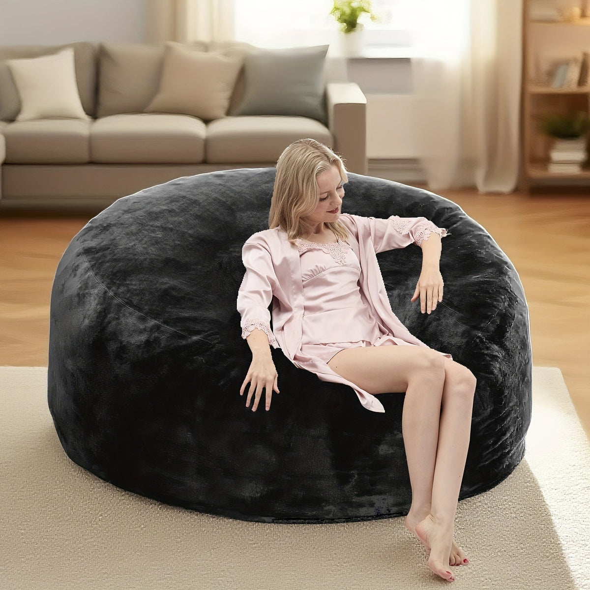 Giant Memory Foam Bean Bag Chair for Adults – Dutch Velvet Cover in 8 Colors & 3 Sizes (3ft 4ft 5ft) for Living Room Bedroom Lounge