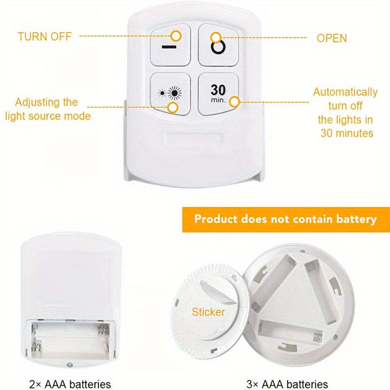 5 Pack LED Wireless Night Lights, Remote Control, Magnetic Adhesive, Battery Operated, for Cabinet, Hallway, Bathroom, Bedroom, Kitchen, Stairs, Home Decoration, Easy Setup