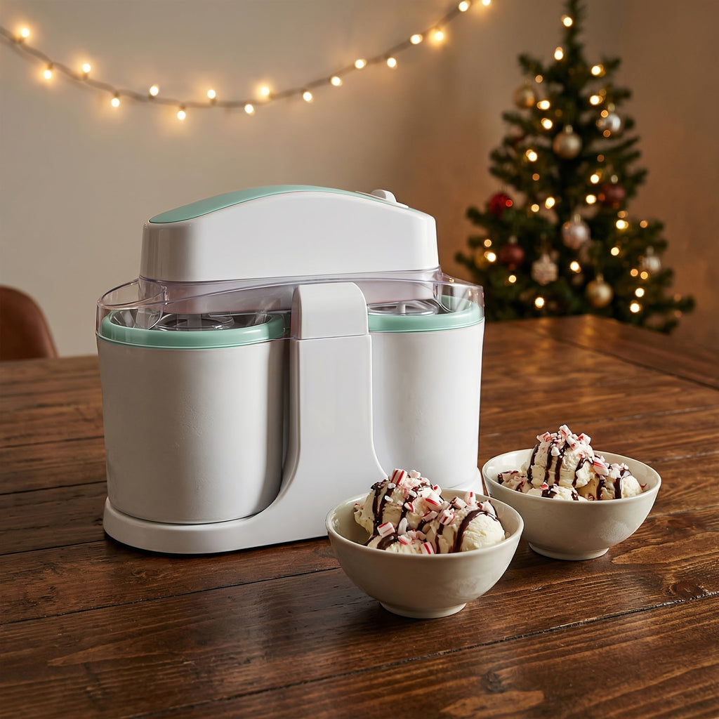 1QT Ice Cream Maker - Homemade Ice Cream, Smoothies & Frozen Yogurt - Separate Design for Easy Cleaning - Mint Green, Ivory White & Nebula Red - Perfect Holiday Gift