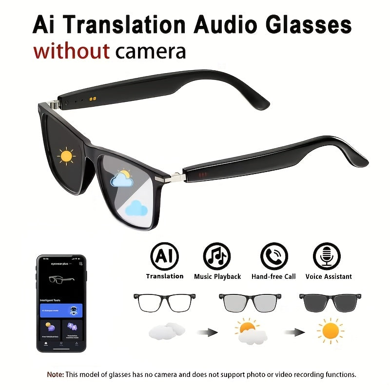 AI Smart Glasses with Camera or Audio – Real-Time Translation in 110+ Languages, HD Video Recording, AI Voice Control, Hi-Fi Music & Calling, Photochromic Lenses, Sports & Skiing Outdoor Wearable Tech