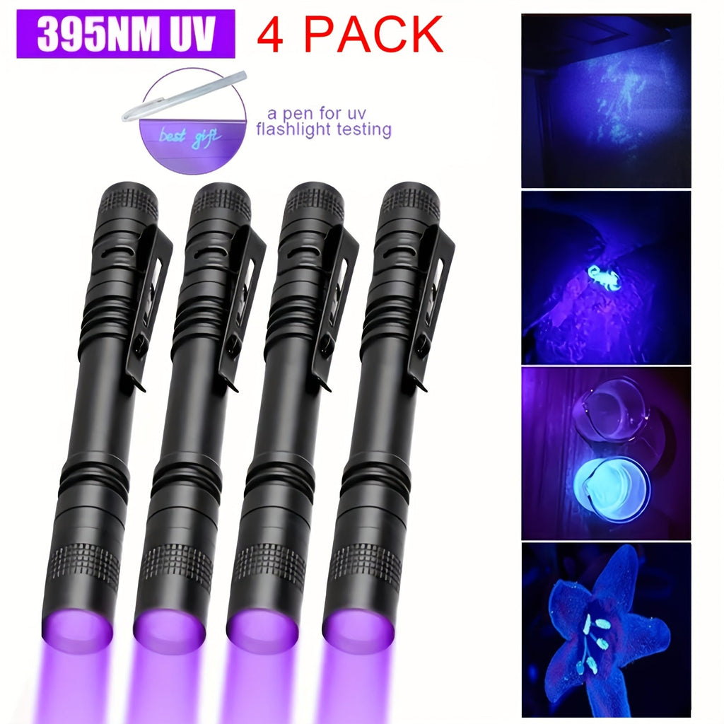 UV Blacklight Flashlight 395nm Portable Ultraviolet Light for Counterfeit Detection, Pet Urine Stain, Scorpion Hunting, and Ringworm Detection, Multi-Pack (4/6/8/12 pcs), AAA Battery Powered
