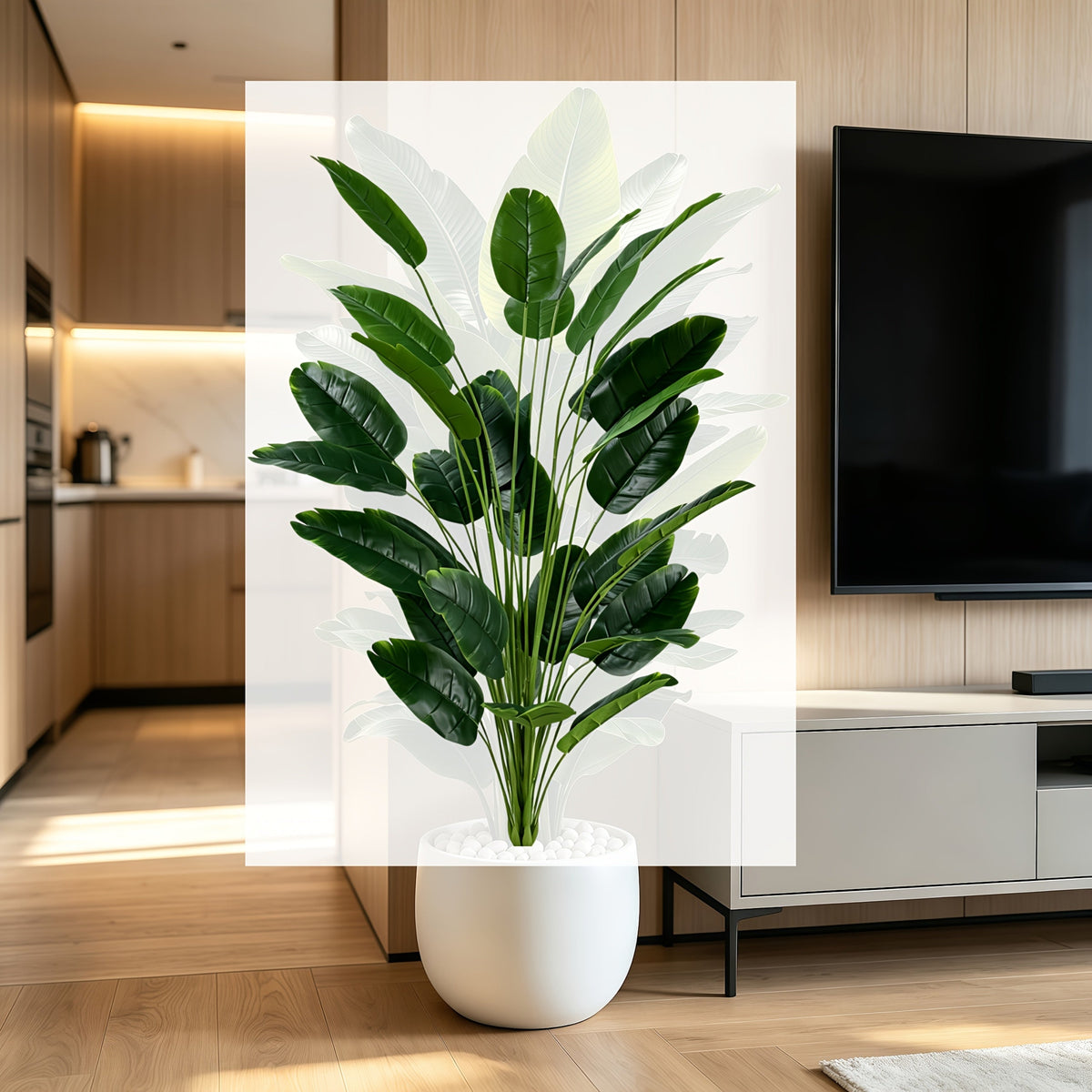 Extra-Large 55.11" Artificial Banana Tree - Thick-Rooted Faux Tropical Plant with Ground Stake, Reusable Indoor Decor for Living Room, Office, Bathroom & Shelf - Wedding, Christmas & Halloween Decor