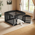 4 & 6 Panel Expandable Dog Playpen with Non-Slip Base, Portable Indoor/Outdoor Puppy Pen with Safety Locking Door for Medium Dogs – Black & White