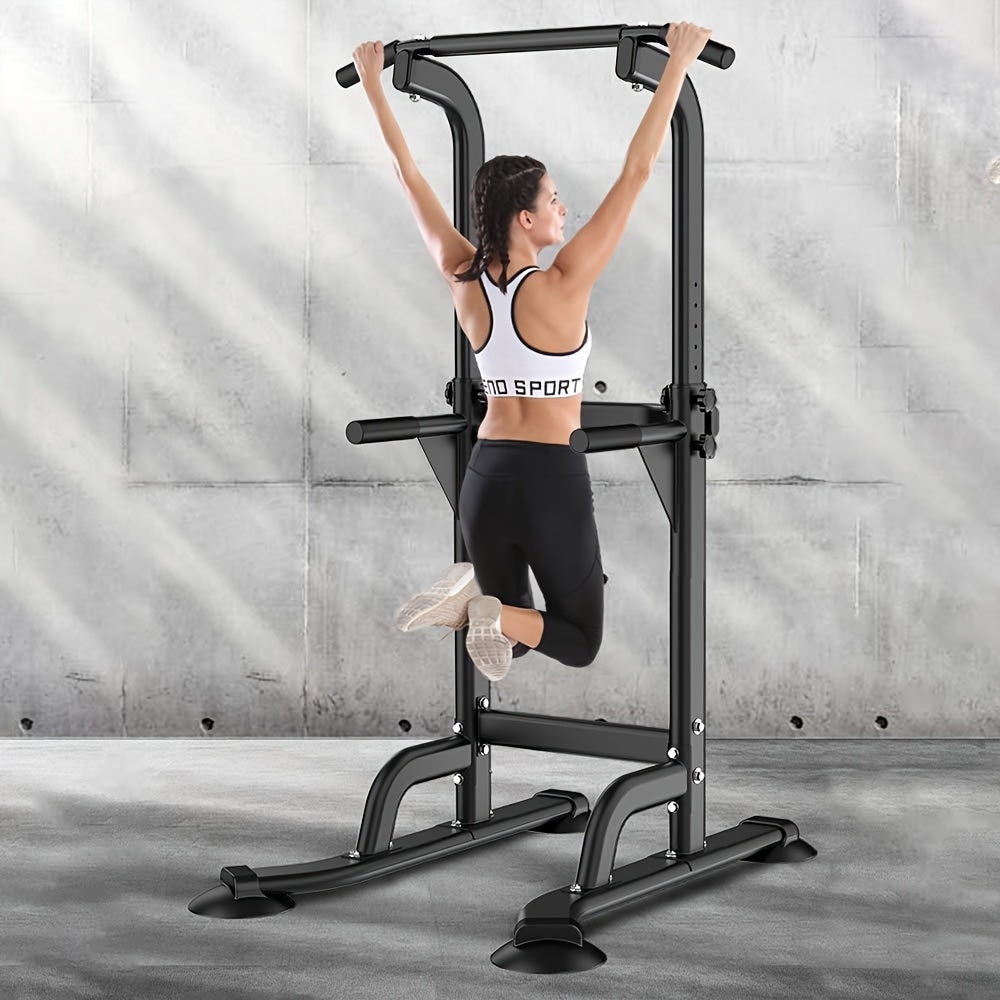 Adjustable Power Tower Dip Station Pull Up Bar for Home Gym, 10 Height Levels 65-82.7 Inches, 330LBS Capacity, 6 Exercise Positions, Full Body Strength Training, Black/Red/Yellow/Blue/Pink/Orange