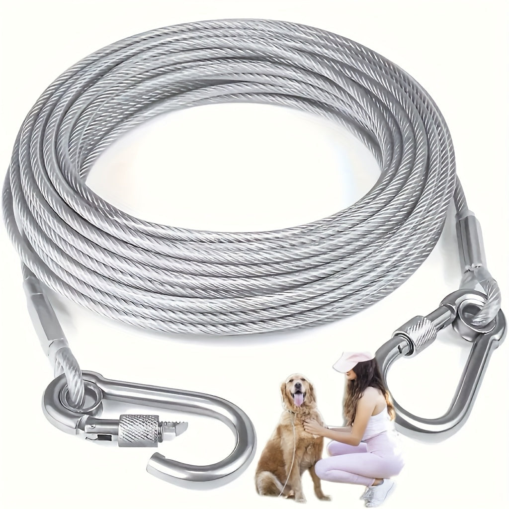 Heavy Duty Dog Tie-Out Cable 250lb with Reflective Design & Stainless Steel Swivel Hook – Tangle-Free Leash for Large Dogs – Yard, Outdoor & Camping – 30ft/50ft/177ft Options – Velora