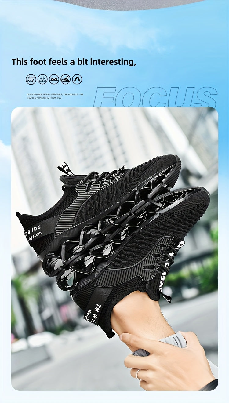 Men's Breathable Running Shoes, Lightweight Fish Scale Fabric Upper, Durable Outsole, Low-Top for Running, Hiking, Walking, Casual Sports, White/Black, US 7-13.5