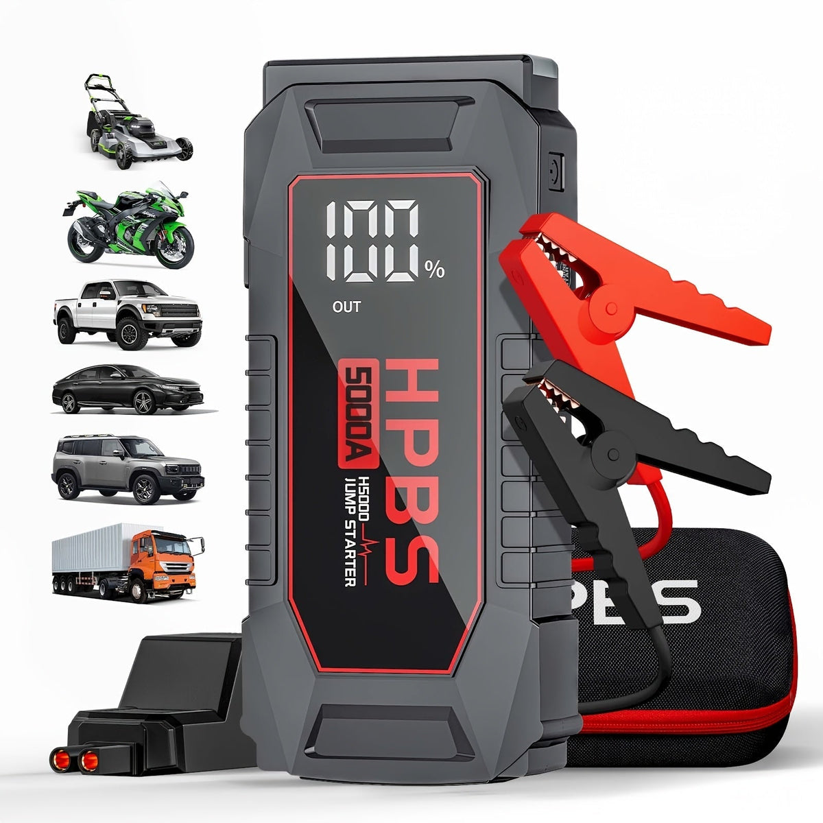 5000A Car Jump Starter 24000mAh Power Bank 12V Battery Booster for Gas and Diesel Engines – Quick Start Dead Battery for Car, Truck, SUV, Motorcycle with LED Flashlight for Outdoor Emergencies