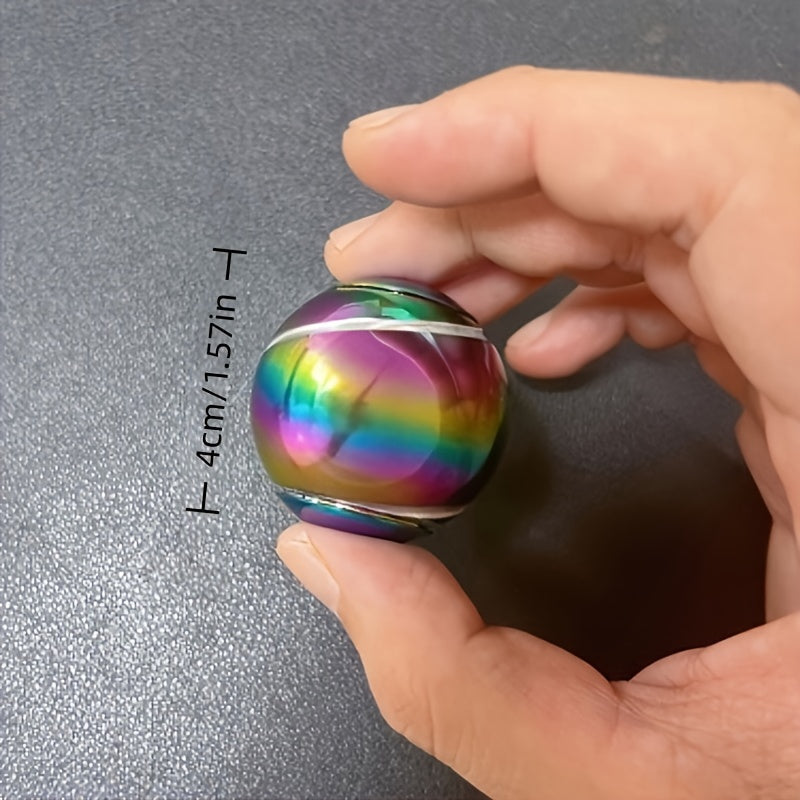 Fingertip Gyroscope Rotating Ball Toy High-Speed Dual-Bearing Desktop Fidget Skill Toy Party Gift Iridescent Blue Black