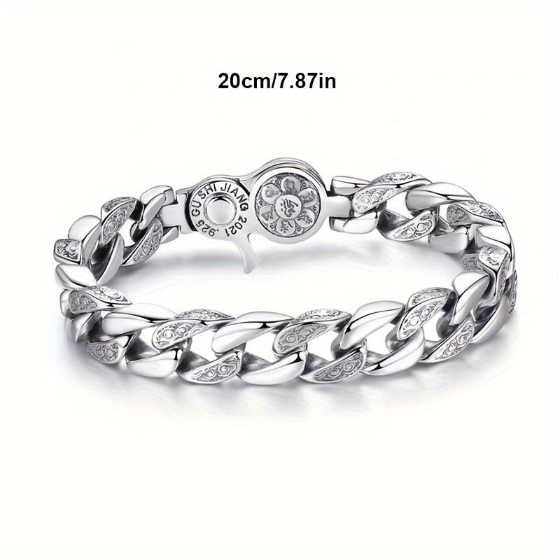 925 Sterling Silver Men's Fashion Bracelet – Classic Chain Design in 3 Sizes: 7.10", 7.87", 8.66" – Everyday Wear Jewelry Gift for Men, Family, and Friends