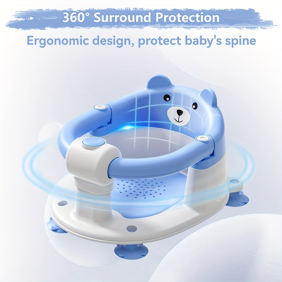Baby Bath Seat for Babies 6 Months & Up, Non-Slip Infant Bathtub Chair with 4 Suction Cups & Soft Cushion, Compact Toddler Bath Seat for Sitting Up in Tub or Shower, Boys & Girls