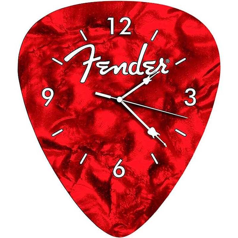 Fender Guitar Pick Wall Clock – Music Lover Wall Decor Easy Install AA Battery Powered – Red
