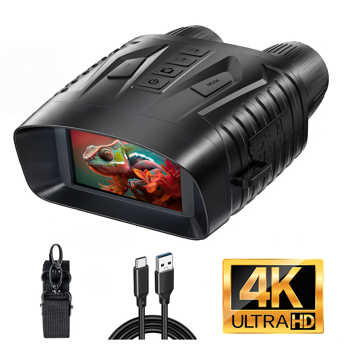 4K Night Vision Goggles for Adults, 48MP Camera, 3.1-Inch Screen, 4400mAh Rechargeable Battery, 7-Level IR Adjustment, 100% Darkness View, 4K Video, 64GB Card, for Hunting, Security, Camping, 25mm 50mm