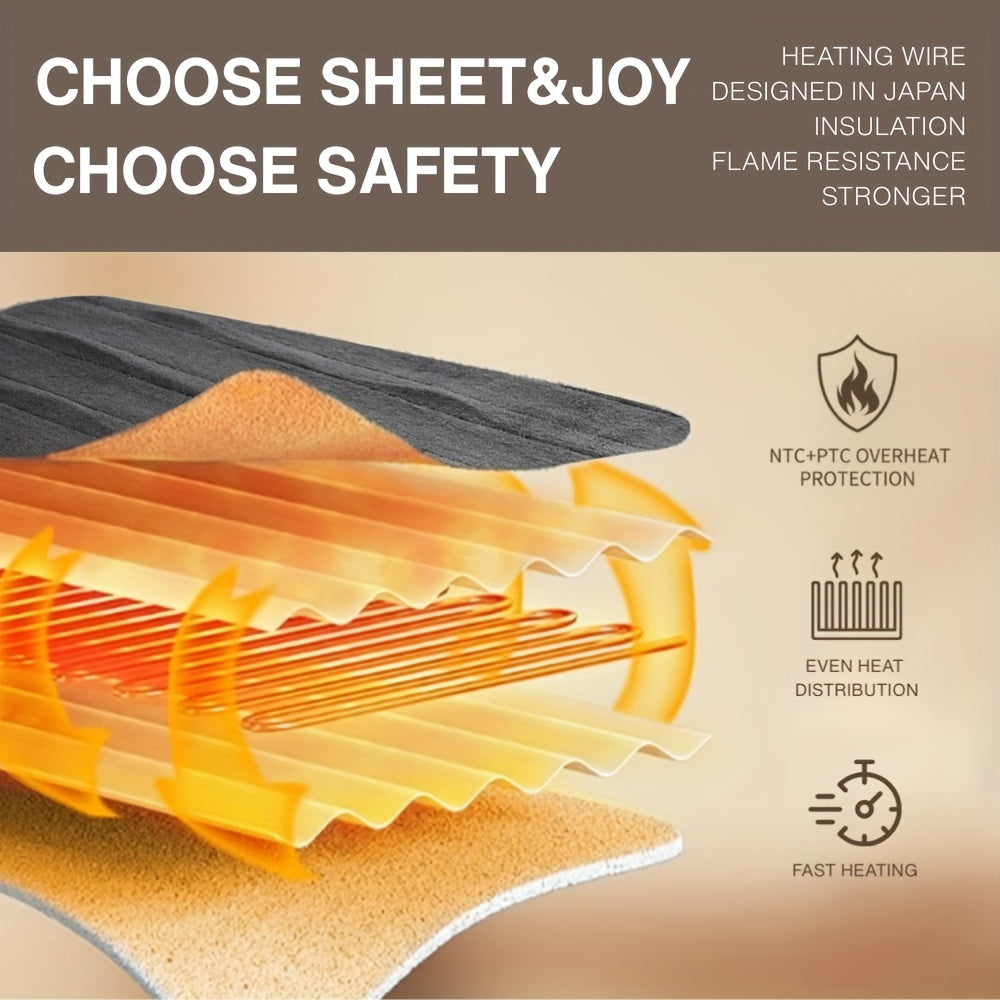 Electric Heated Blanket, Flannel, Extra Large, 8 Temperature Levels, 10-Hour Auto-Off, PTC+NTC Overheat Protection, Machine Washable – Available in Throw, Twin, Full, Queen, and King Sizes