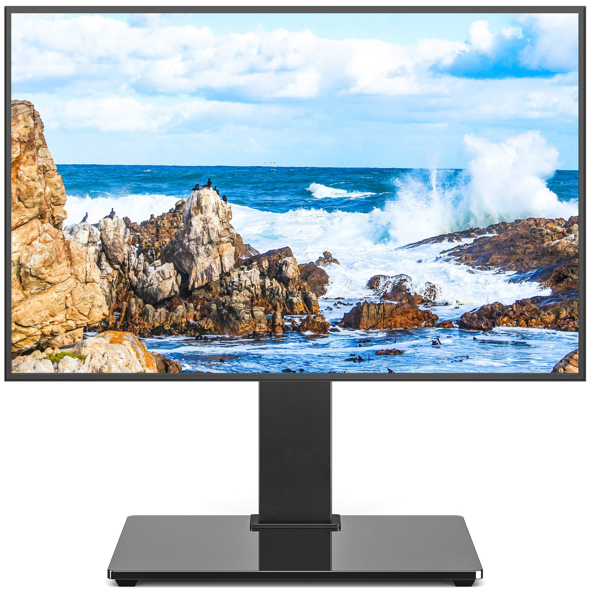 TV Stand for 34-70 Inch TVs Adjustable Height No Drilling – Flat Panel Curved Screen Floor TV Mount Stand for Living Room Bedroom Office