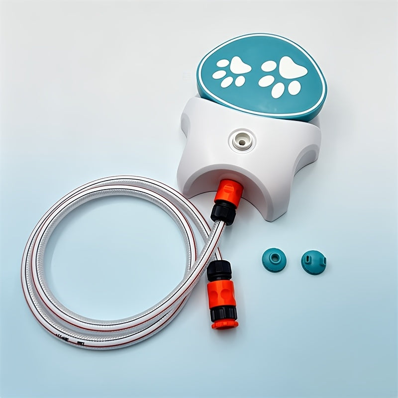 Dog Water Sprinkler Foot Treadle Drinking Fountain - Dog-Operated Fresh Water Dispenser with Hose & Connector - Portable Outdoor Dog Water Fountain for Camping, Hiking, and Backyard - Fun Dog Hydration Toy