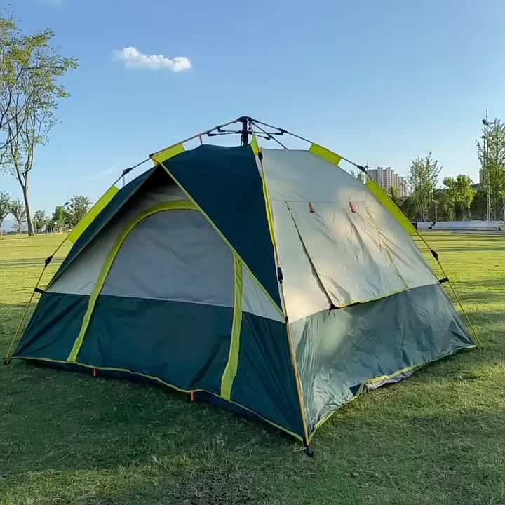 Automatic Instant Pop-Up Camping Tent 1-3 or 3-4 Person – Full Season Windproof Lightweight Tent with Double Doors & Mesh Windows for Camping, Hiking, Hunting, Travel & Outdoor Shelter