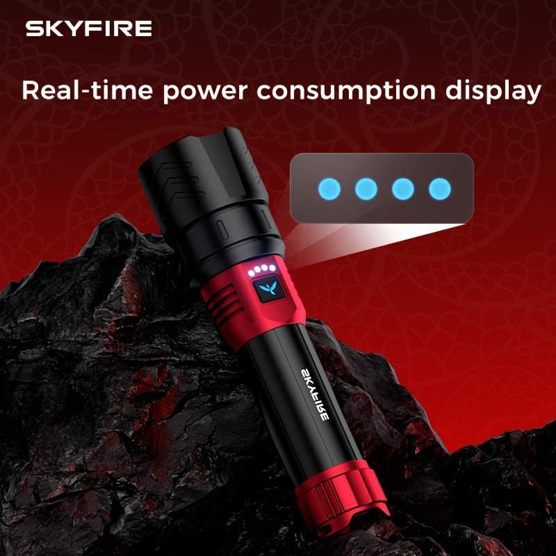 SKYFIRE 5000 Lumen Rechargeable LED Flashlight with Ignition Lens, Adjustable Focus & 4 Modes – Super Bright High-Lumen Tactical Flashlight for Camping, Outdoor, Farm & Emergency Family Use