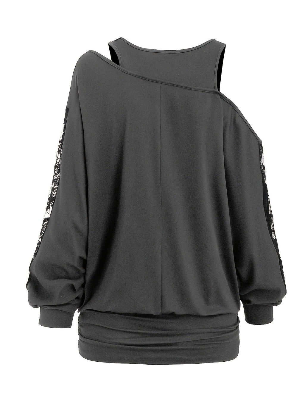 Lace Splicing Long Sleeve Top Women's Casual Loose Knit Shirt Fall Winter Contrast Lace Panel Blouse Black Deep Red Olive Green Dark Gray S M L XL XXL