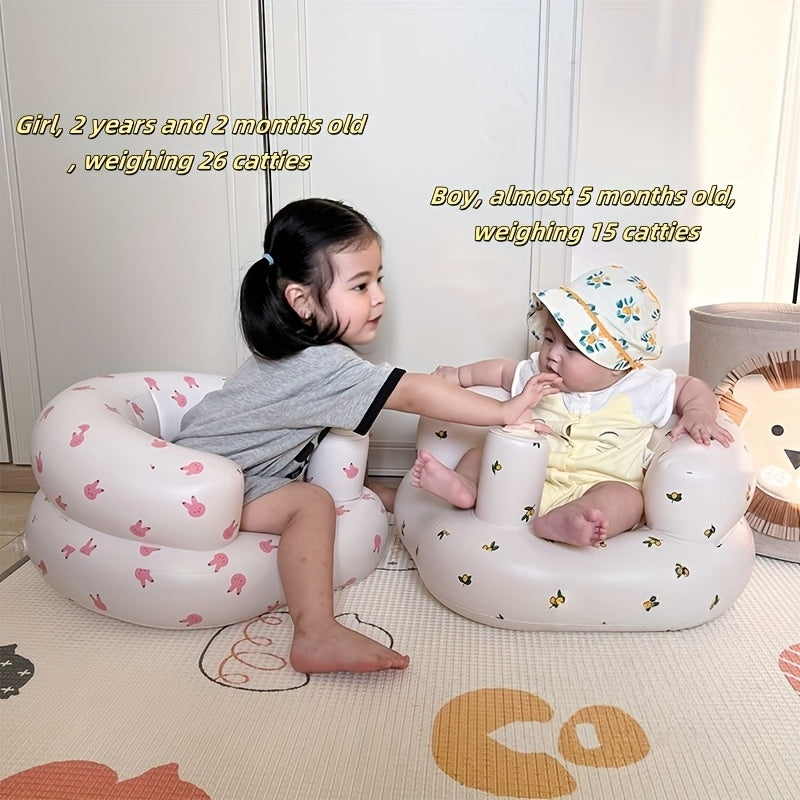 Cartoon Inflatable Baby Floor Seat Built-In Air Pump Portable Toddler Chair Indoor Outdoor Beach Sofa for 3-36 Months – Bear & Dinosaur