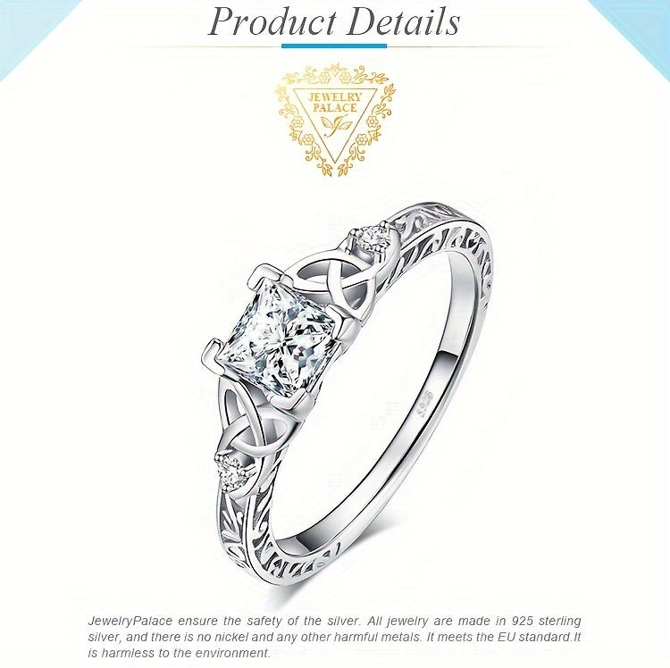 Princess Cut CZ Engagement Ring 925 Sterling Silver Platinum Plated – Cubic Zirconia Bridal Band Women's Sizes 4-12, Silver, Yellow Gold, Rose Gold, Wedding Promise Ring, Gift Box