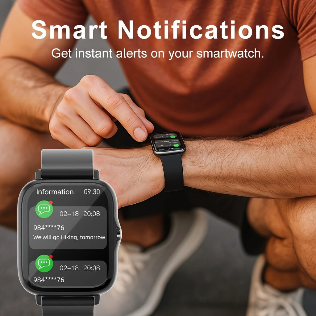 2026 Unisex Smartwatch with Wireless Calling, Dialing, Multiple Sports Modes, Heart Rate Monitoring, Message Notifications, Multi-App Alerts, Fitness Tracker for Men and Women, Compatible with iPhone and Android