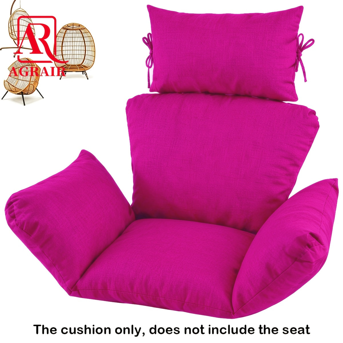Hanging Egg Chair Cushion Replacement – With Headrest & Strap Design for Indoor & Outdoor Swing Egg Chairs in Orange Blue Red White Rose Red & Banana Leaf