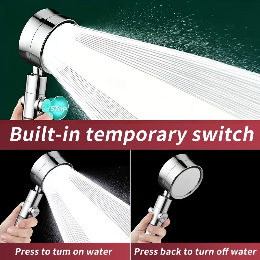 H37 Supercharged Filtered Showerhead - 3-Speed Adjustable, High Pressure, Adjustable Angle Bathroom Shower Head - Silvery, Black, Grey & White (Head Only)