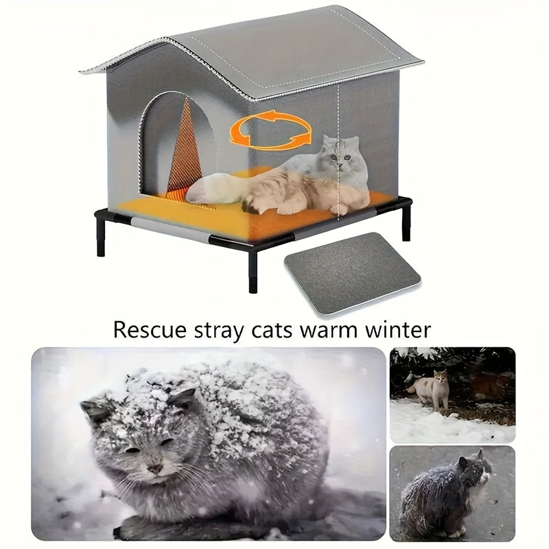 Insulated All-Season Outdoor Cat Shelter – Weatherproof Warm House for Stray & Feral Cats and Small Dogs, Raised Base, Medium, Large, and Extra-Large Sizes, Sturdy Year-Round Outdoor Pet Bed & Habitat