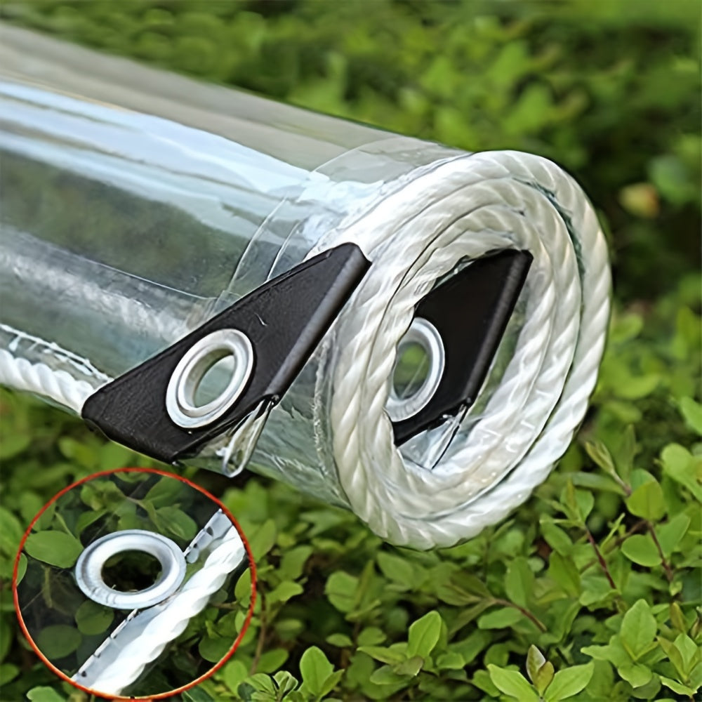 Clear PVC Vinyl Tarp, 20 Mil 800g/m², Heavy-Duty Waterproof, Grommets Every 50cm, Aluminum Alloy Washers, Tear-Resistant, Roll-Up Awning Cover, for Patio, Outdoor, Camping & Pergola