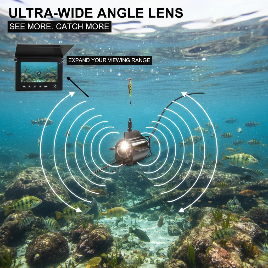 Fish Finder with HD Underwater Camera, 4.3-Inch Screen, 140-Degree Wide-Angle Lens, Fish-Attracting Light, Portable Fishing Viewing Set for Ice, Lake, and River Fishing