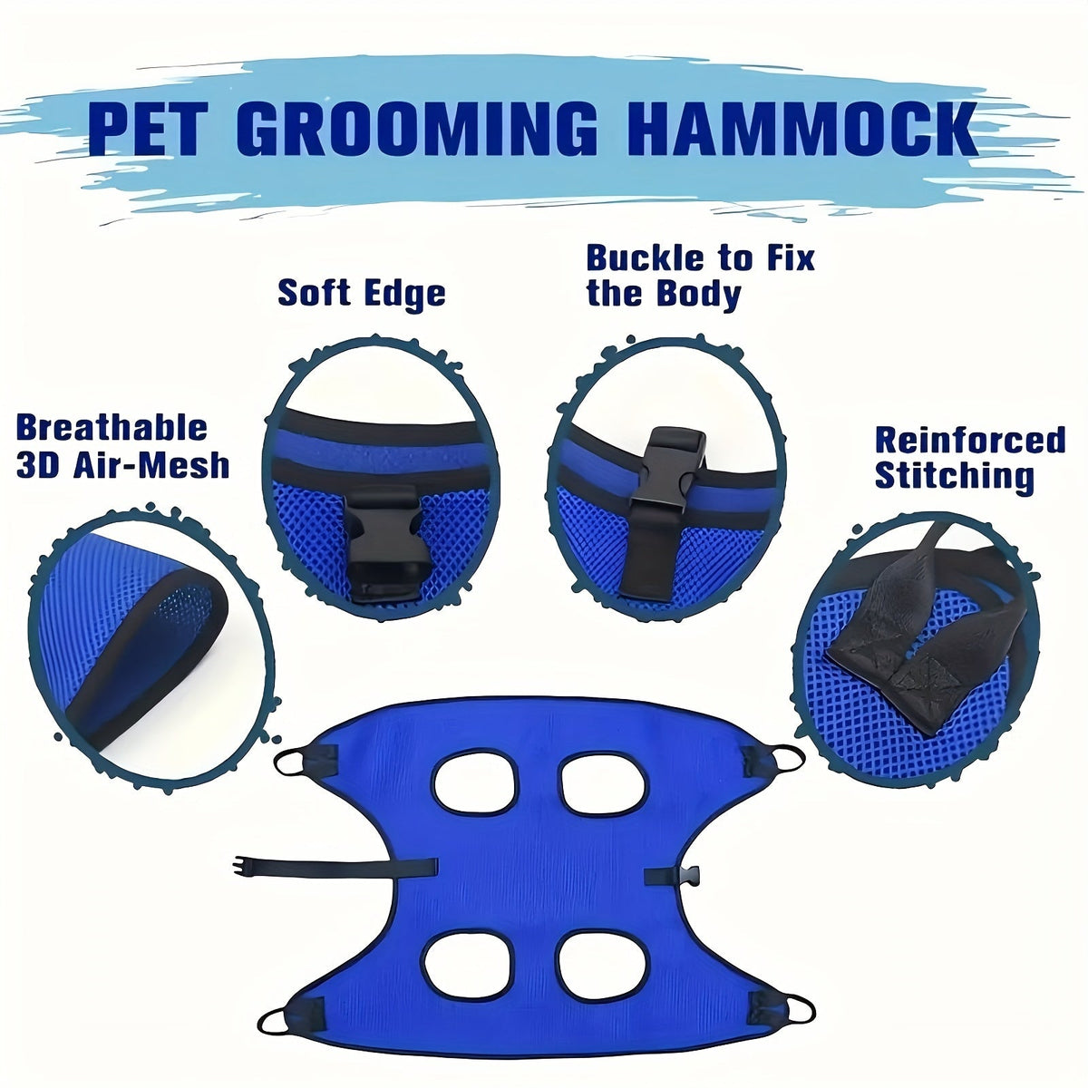 Pet Grooming Hammock for Dogs & Cats - Hanging Restraint Bag for Nail Trimming, Bathing & Ear/Eye Care - Adjustable Cat & Dog Grooming Hammock for Small & Medium Pets (S & L Size)