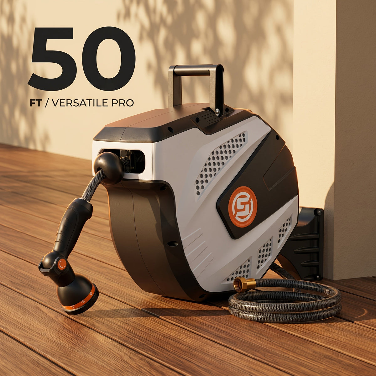 Retractable Wall-Mounted Garden Hose Reel – 33 / 50 / 85 / 115 FT, Auto Rewind, Any-Length Lock, 180° Swivel, 10-Function Nozzle, 3/4" Brass Fittings, UV-Resistant – Nova Mart
